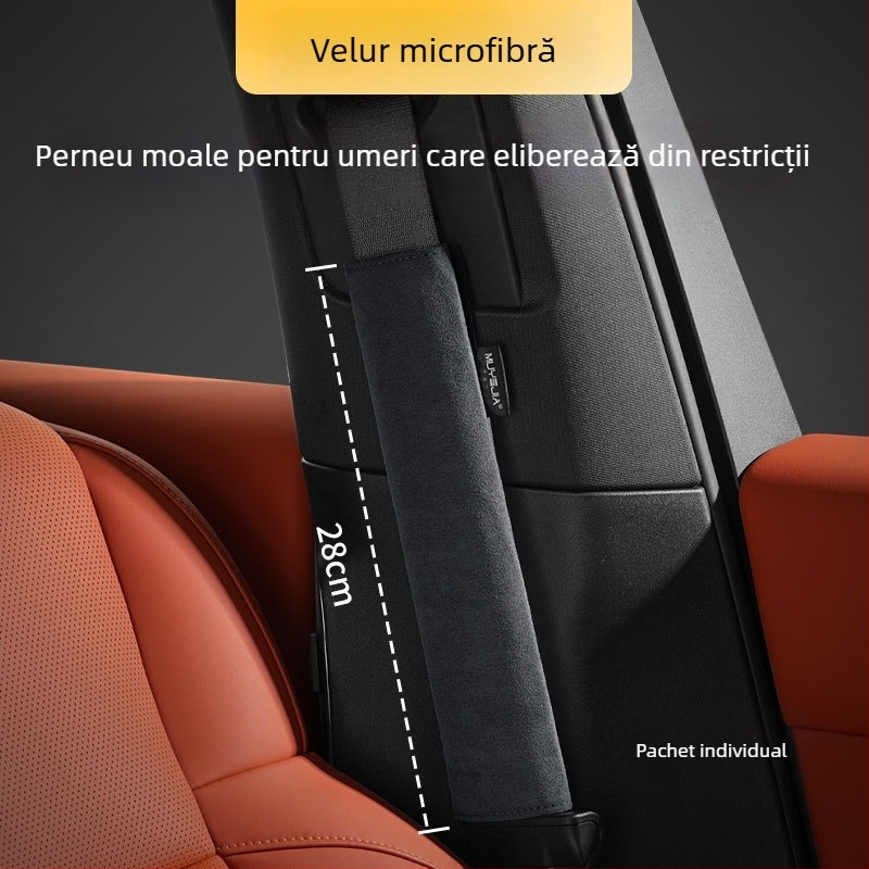 Protecție de umăr a centurii de siguranță auto din velur, design extins, universal pentru toate anotimpurile, cu procesare personalizată și imprimare logo; marca Cool Car Jun; greutate 0,2 kg