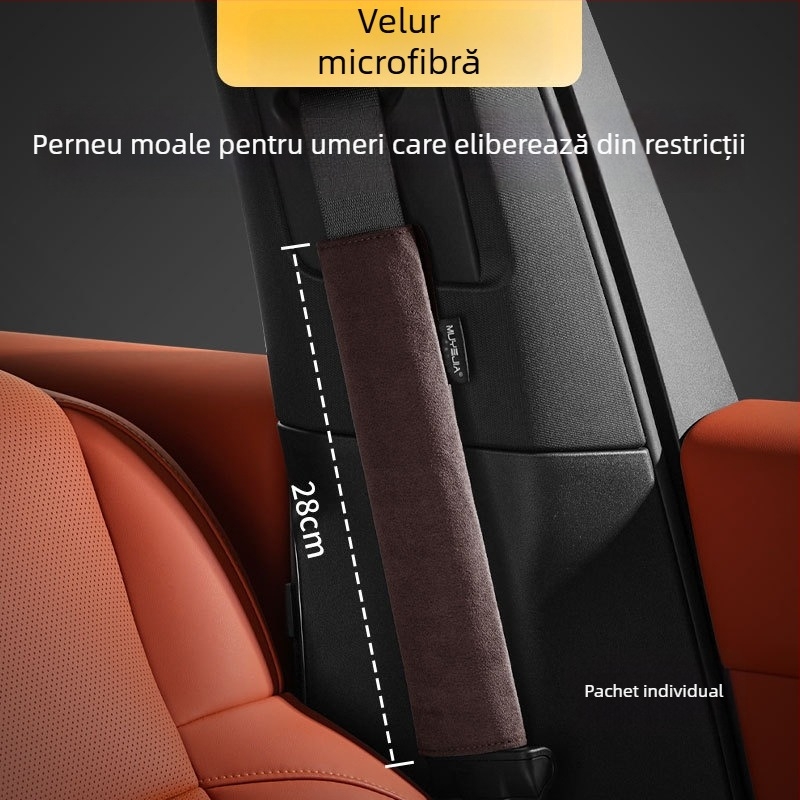 Protecție de umăr a centurii de siguranță auto din velur, design extins, universal pentru toate anotimpurile, cu procesare personalizată și imprimare logo; marca Cool Car Jun; greutate 0,2 kg