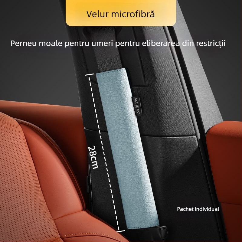 Protecție de umăr a centurii de siguranță auto din velur, design extins, universal pentru toate anotimpurile, cu procesare personalizată și imprimare logo; marca Cool Car Jun; greutate 0,2 kg