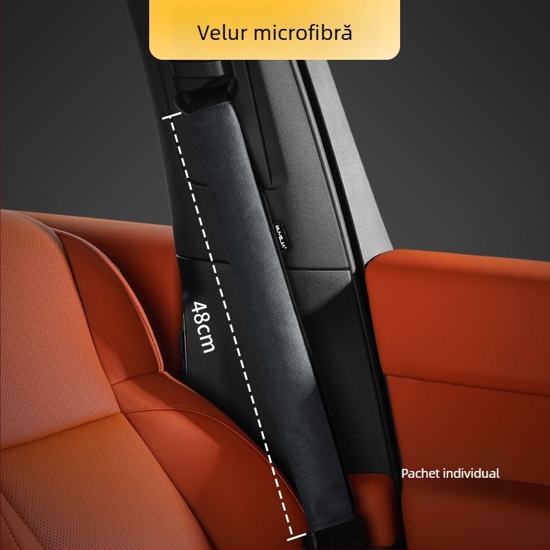 Protecție de umăr a centurii de siguranță auto din velur, design extins, universal pentru toate anotimpurile, cu procesare personalizată și imprimare logo; marca Cool Car Jun; greutate 0,2 kg