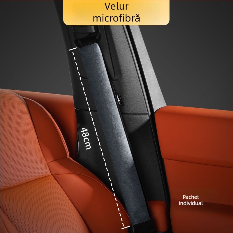 Protecție de umăr a centurii de siguranță auto din velur, design extins, universal pentru toate anotimpurile, cu procesare personalizată și imprimare logo; marca Cool Car Jun; greutate 0,2 kg