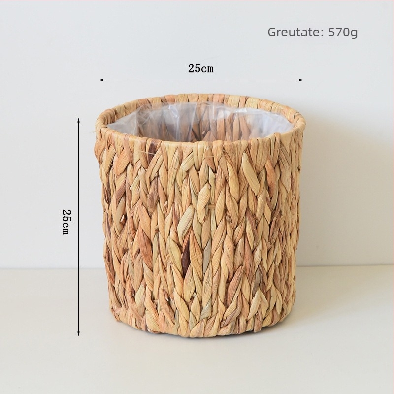 Coș împletit pentru ghivece din pai — lucrat manual, țesut, ornament suspendat (Material: Straw; Craft: Handmade; Process: Weave; Category: Flowerpot; Hanging form: Ornaments)