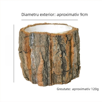 Găleată din scoarță de copac pentru aranjamente florale – lucrată manual, material scoarță, fără import