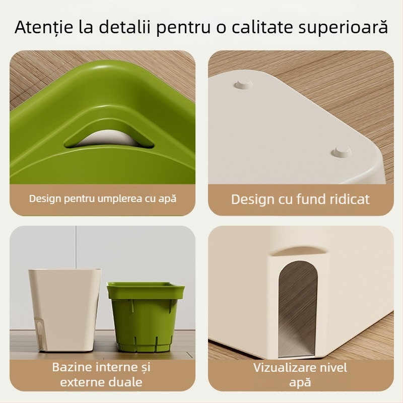 Ghiveci auto-udare din plastic, turnare prin injecție, design cu mai multe găuri, pentru birou