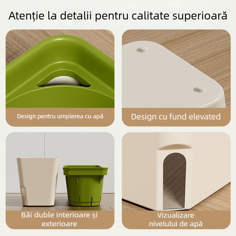 Ghiveci de flori din plastic, auto-udare, cu mai multe găuri, turnat prin injecție