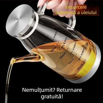 Recipient de ulei cu cioc de vultur, etanș, capacitate mare, sticlă rezistentă la căldură, deschidere-închidere automată a capacului