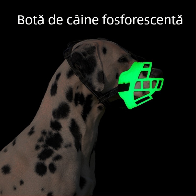 Muzzle din plastic pentru câine, siguranță fosforescentă pentru noapte, reglabil, previne mușcătura, lingerea și hrănirea.