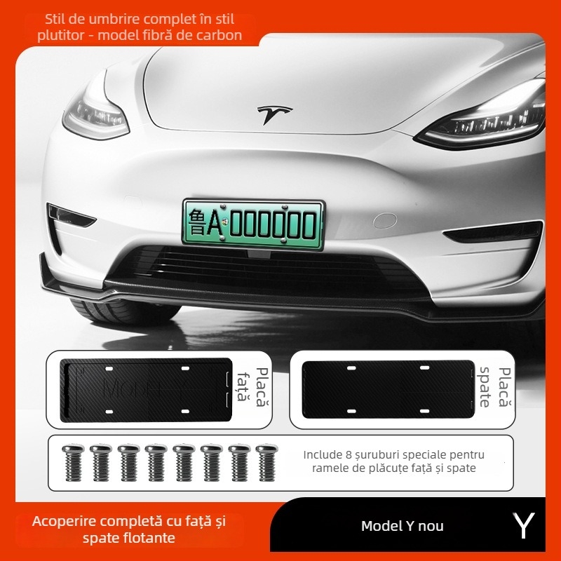 Rama plutitoare pentru numărul de înmatriculare, stil OEM, pentru Tesla Model Y/3 (Versiune nouă) - Plastic, Nr. piesă 00004, Marcă Morning Star