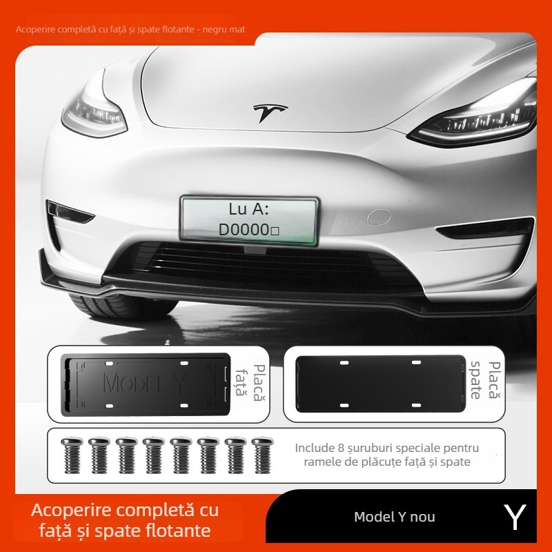 Rama plutitoare pentru numărul de înmatriculare, stil OEM, pentru Tesla Model Y/3 (Versiune nouă) - Plastic, Nr. piesă 00004, Marcă Morning Star