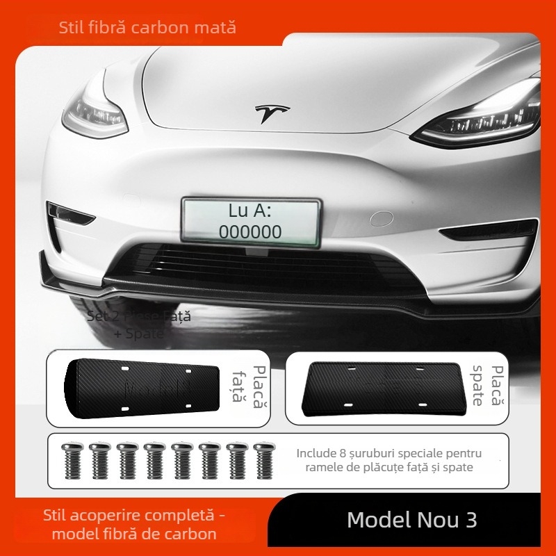 Rama plutitoare pentru numărul de înmatriculare, stil OEM, pentru Tesla Model Y/3 (Versiune nouă) - Plastic, Nr. piesă 00004, Marcă Morning Star