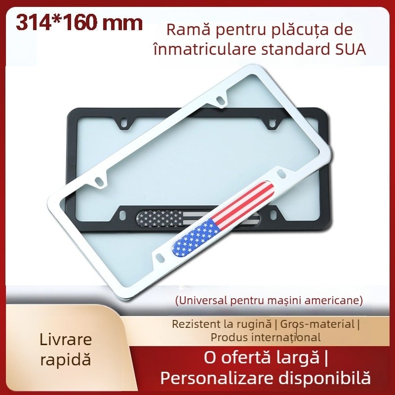 Ramă pentru număr de înmatriculare | Aluminiu | Model 0324 | Tip: etichetă standard SUA | Număr piesă: 265 | Compatibil cu reglementările SUA