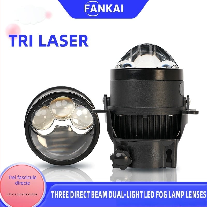 X5 LED de ceață cu trei fascicule, 3 inchi, 65W, impermeabile, lentilă cu laser, fascicul lung și scurt integrat
