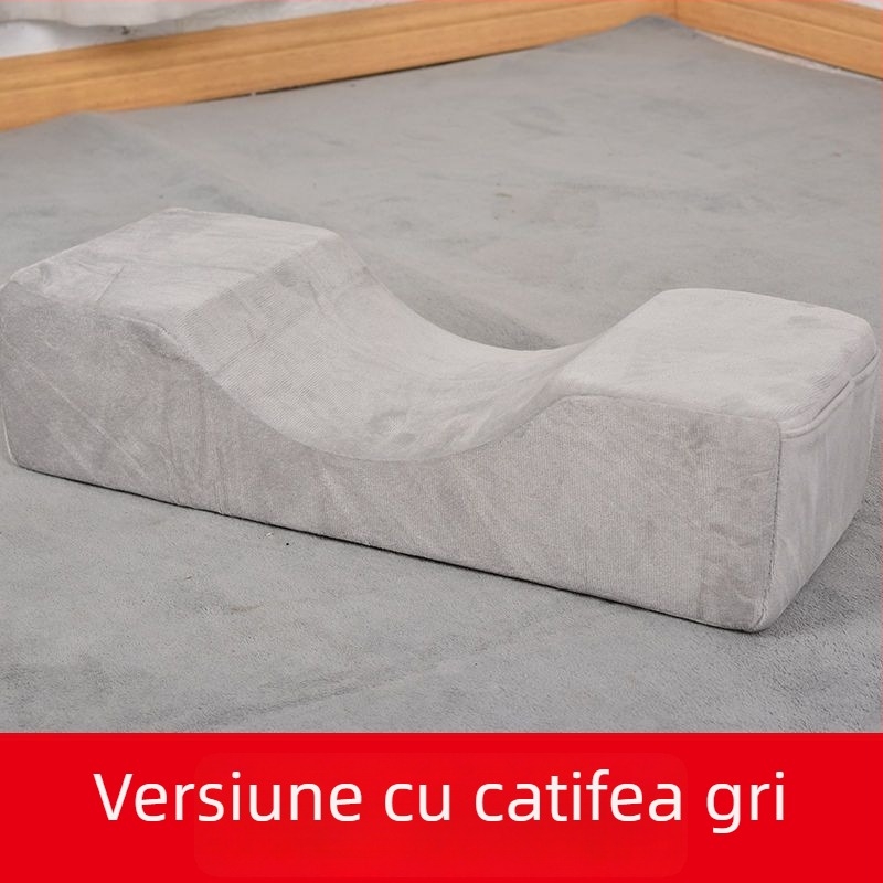 Pernă în formă de U pentru masă de lucru la extensii gene, umplutură din spumă cu memorie, husă din velur cristal, susținere cervicală pentru somn pe o parte, adulți