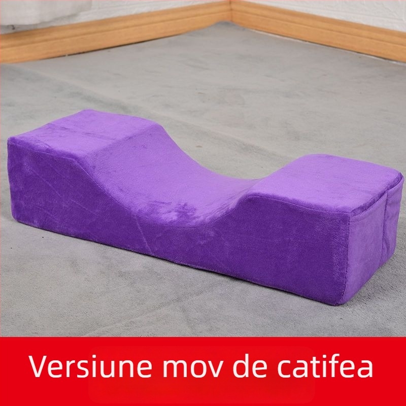 Pernă în formă de U pentru masă de lucru la extensii gene, umplutură din spumă cu memorie, husă din velur cristal, susținere cervicală pentru somn pe o parte, adulți