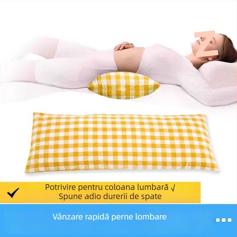 Perne lombare pentru dormit, cu umplere din coji de hrișcă, husă din fibre de viscose, țesătură
