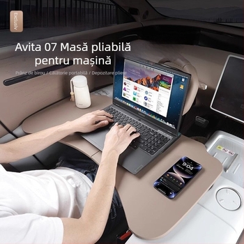 Masă auto pliabilă pentru scaunul din față, pentru pasager/copilot, masă de dining, compatibilă cu seria Avita 07
