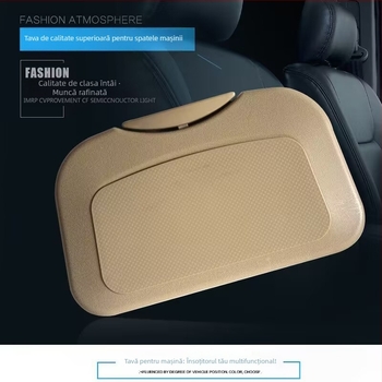 Masă pliabilă pentru bancheta din spate a mașinii, din ABS plastic, birou pentru laptop, suport pentru băuturi și spațiu de depozitare