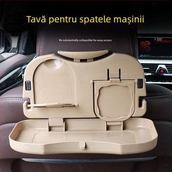 Masă pliabilă pentru bancheta din spate a mașinii, din ABS plastic, birou pentru laptop, suport pentru băuturi și spațiu de depozitare