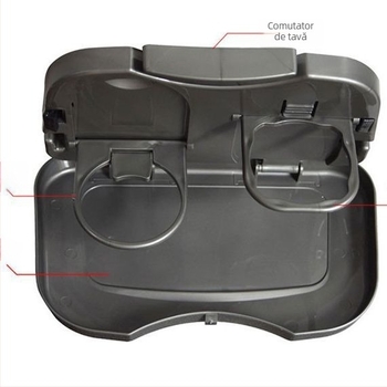 Masă pliabilă pentru bancheta din spate a mașinii, din ABS plastic, birou pentru laptop, suport pentru băuturi și spațiu de depozitare