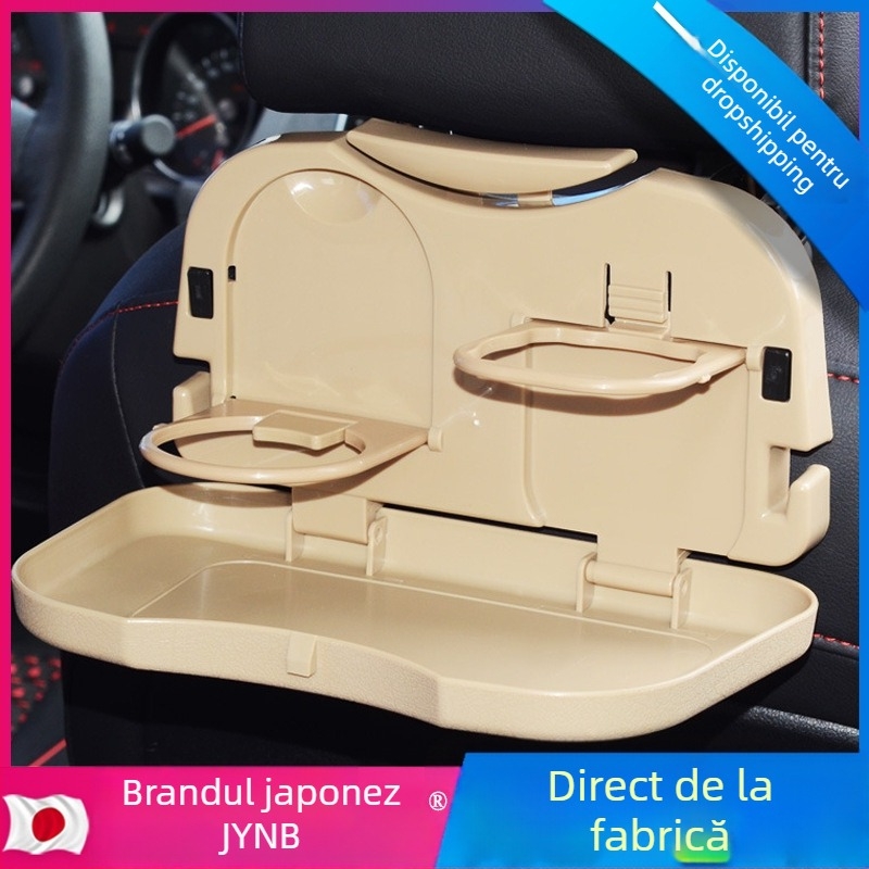Masă pliabilă pentru bancheta din spate a mașinii, din ABS plastic, birou pentru laptop, suport pentru băuturi și spațiu de depozitare