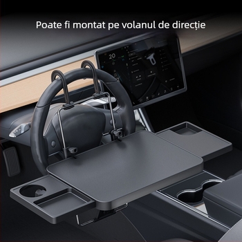 Shunwei Masă pentru mașină – Multifuncțională, Pliabilă, din plastic, Dimensiuni 360×255 mm, Montaj prin click