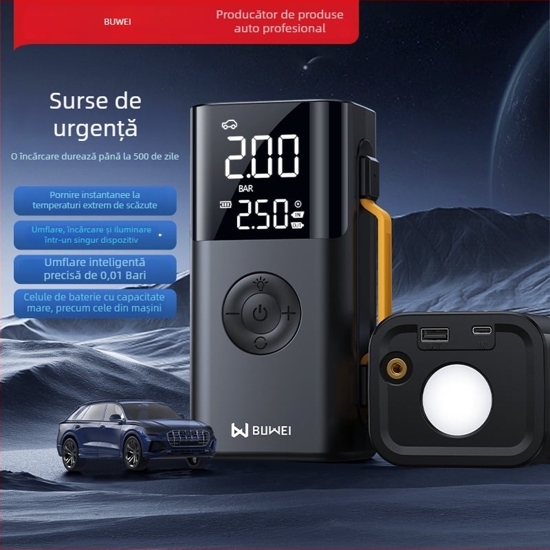 Buwei pompă de aer gonflabilă și demaror de urgență – sursă de alimentare all-in-one cu aprindere electrică