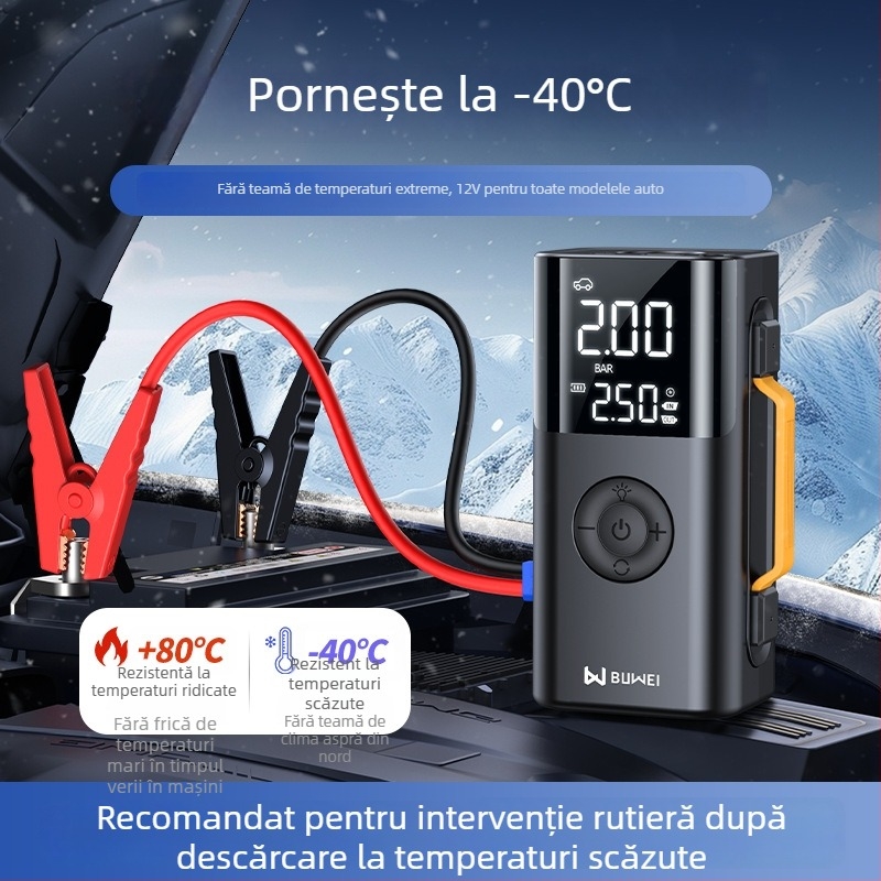 Buwei pompă de aer gonflabilă și demaror de urgență – sursă de alimentare all-in-one cu aprindere electrică