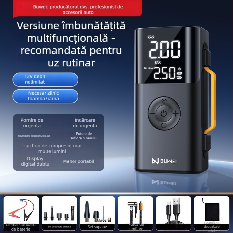 Buwei pompă de aer gonflabilă și demaror de urgență – sursă de alimentare all-in-one cu aprindere electrică