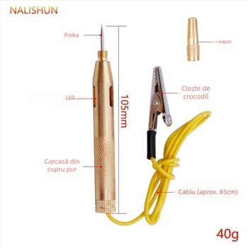Pen de testare pentru circuite auto cu vârf din cupru și cablu, universal 6V–24V, So smooth