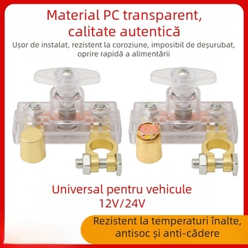 Intrerupător pentru alimentarea bateriei auto, carcasă din aliaj de cupru pur și PC, protecție împotriva scurgerilor, pentru camioane