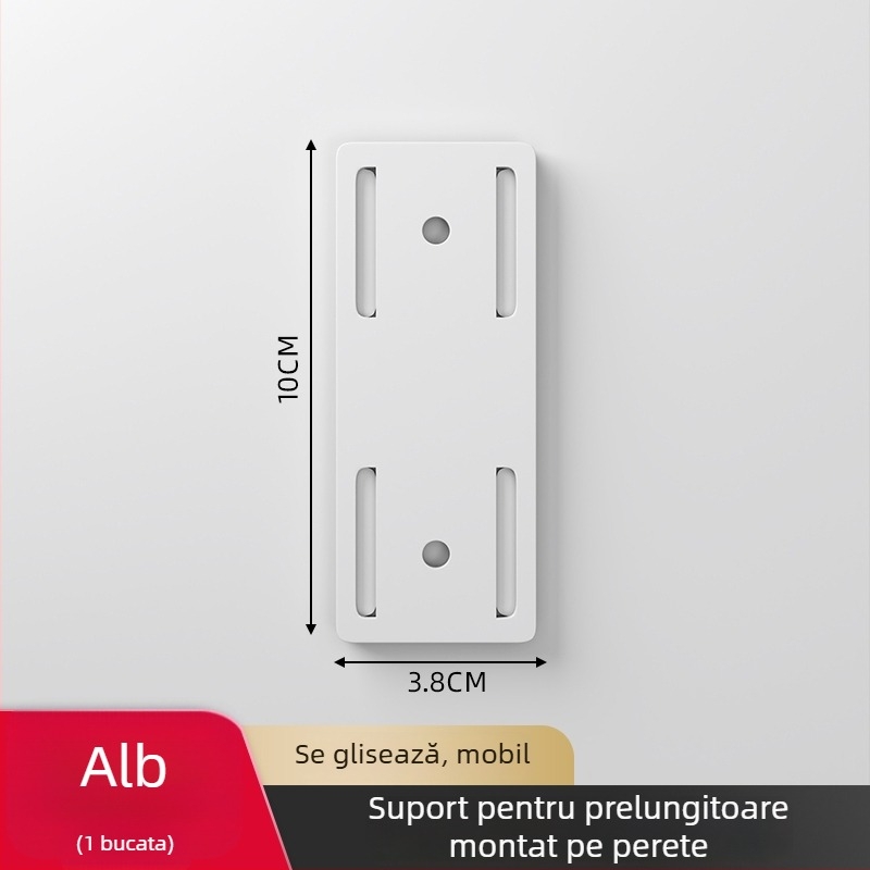 Suport montat pe perete pentru prelungitor, material: mătase, stil universal, organizator de cabluri