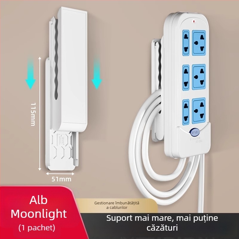 Suport montat pe perete pentru prelungitor, material: mătase, stil universal, organizator de cabluri