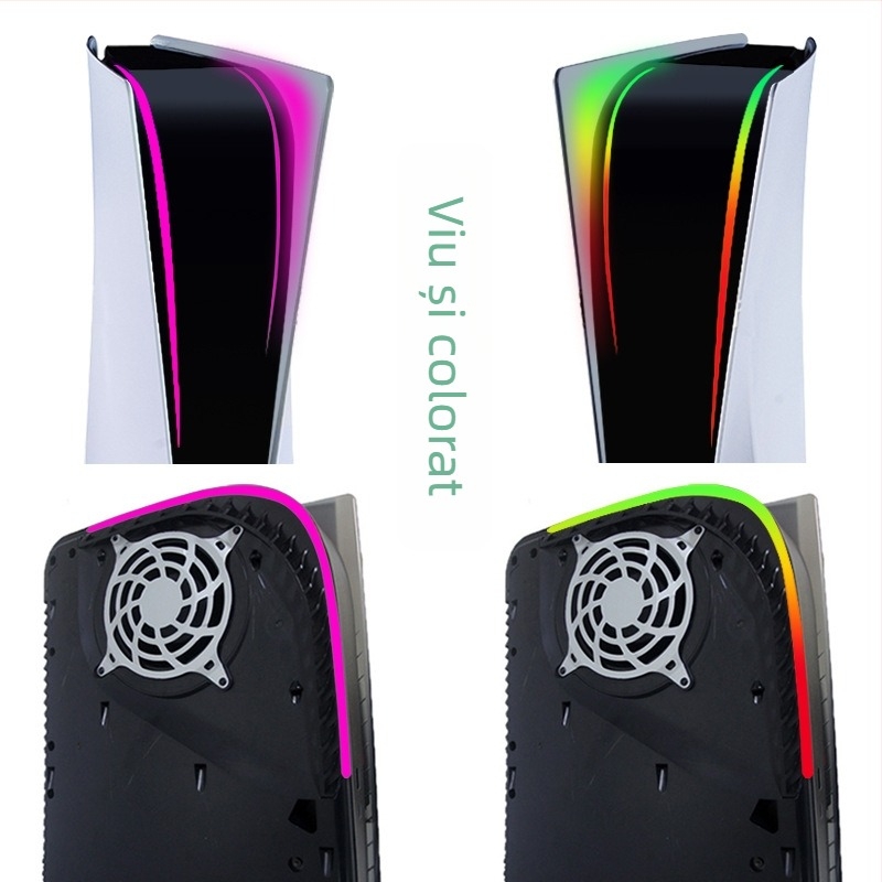 Film protector PS5 cu bandă LED în gradient, PVC 0,1 mm, impermeabil, anti-murdărire, personalizare