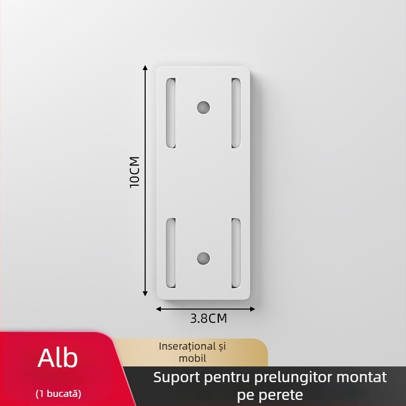 Suport de perete pentru prelungitor și organizator de cabluri, montaj fără găuri, design universal