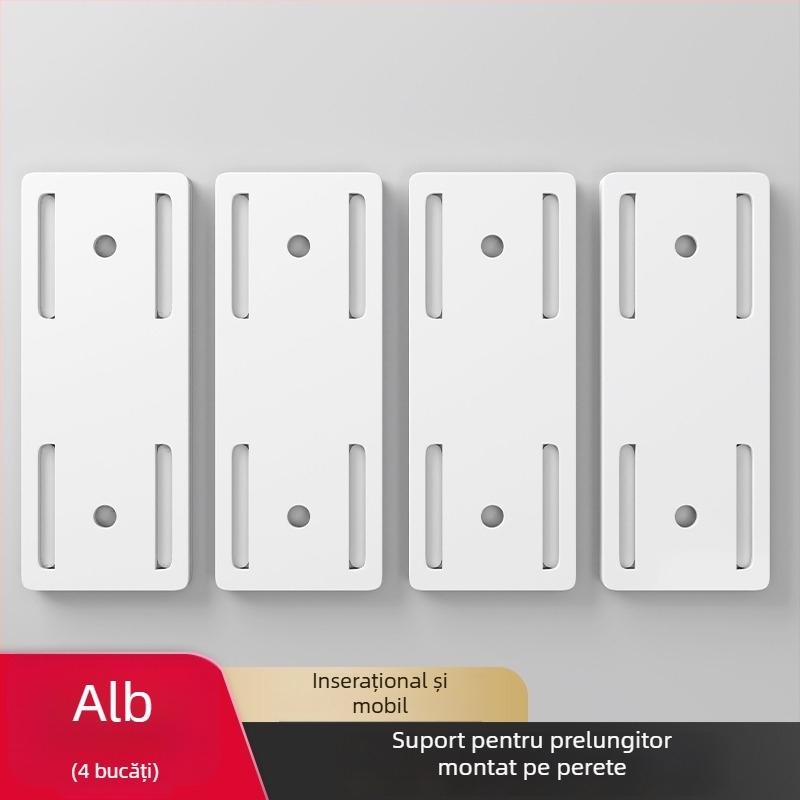 Suport de perete pentru prelungitor și organizator de cabluri, montaj fără găuri, design universal