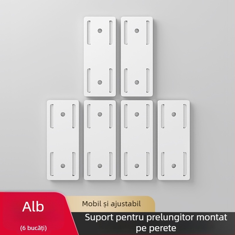Suport de perete pentru prelungitor și organizator de cabluri, montaj fără găuri, design universal