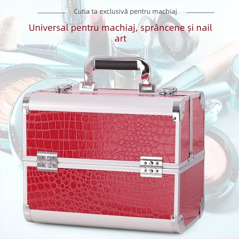 Cutie pentru unelte de tatuaj, capacitate mare, geantă de machiaj cu lacăt – pentru artiști de make-up: gene, tatuaj sprâncene, manichiură, îngrijire picioare