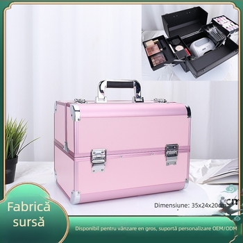 Cutie pentru instrumente de tatuaj, capacitate mare pentru machiaj, închidere cu lacăt, material ABS