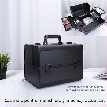 Cutie pentru instrumente de tatuaj, capacitate mare pentru machiaj, închidere cu lacăt, material ABS