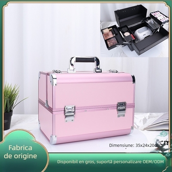 Cutie pentru instrumente de tatuaj, capacitate mare pentru machiaj, închidere cu lacăt, material ABS