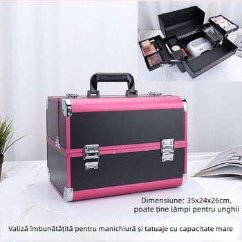 Cutie pentru instrumente de tatuaj, capacitate mare pentru machiaj, închidere cu lacăt, material ABS