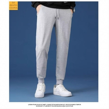 Pantaloni sport bărbați din bumbac, căptușiți cu fleece, croială conică, talie medie, stil coreean, pentru exerciții