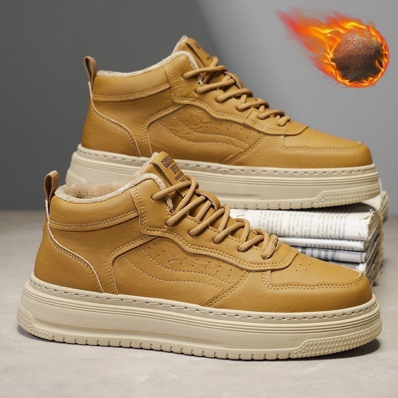 Ghete de iarnă pentru bărbați, din piele Ultra-Fiber, căptușite cu fleece – antiderapante, calde, rezistente la uzură, stil casual