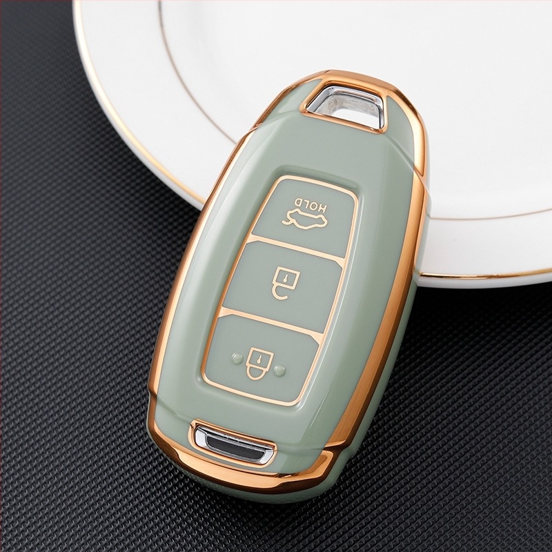 Husă TPU pentru cheie, cu margine aurie, pentru Beijing Hyundai: Santa Fe, ix35, Festa, ix25, Elantra, Mistra