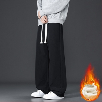 Pantaloni trening largi din nylon, talie medie, micro-elastici, casual, iarna 2025