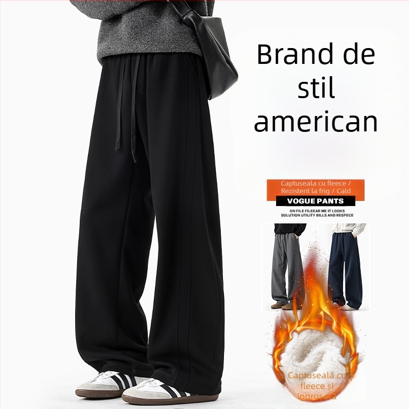 Pantaloni sport bărbați drepți, croi 3D, design pe panouri, amestec bumbac/poliester 64%/36%