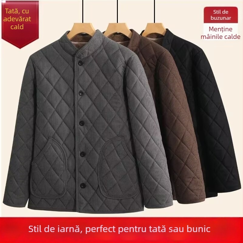 Îmbrăcăminte internă pentru bărbați, iarnă, croială lejeră, mâneci lungi, strat gros de bumbac