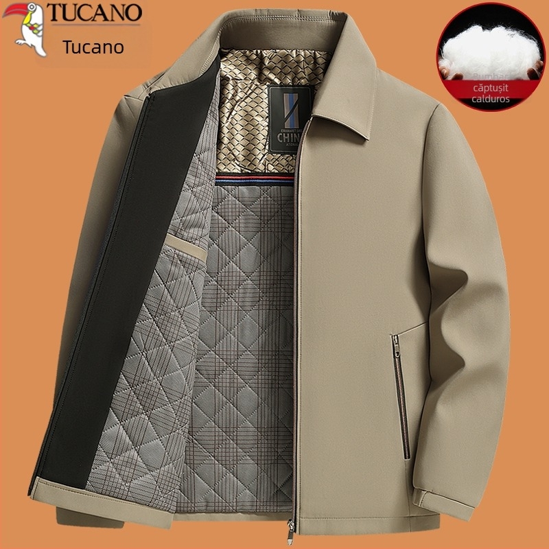 Woodpecker jachetă bărbătească de iarnă, croială relaxată, cu glugă, fermoar, multe buzunare