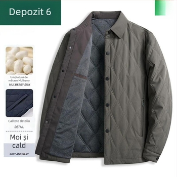 Îmbrăcăminte de exterior din bumbac pentru bărbați de vârstă mijlocie și în vârstă, guler rever, iarna 2021 căldură