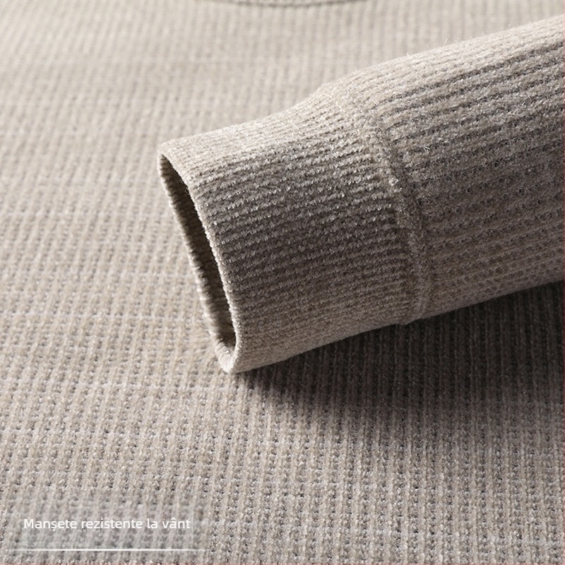 Bluza tricotată de iarnă pentru bărbați, cu căptușeală de fleece, gros, pentru purtare ca îmbrăcăminte de interior, mâneci lungi, guler rotund, pentru bărbați de vârstă mijlocie și în vârstă